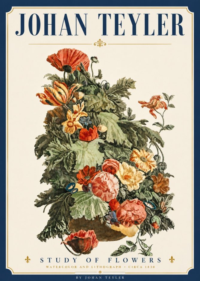Johan Teyler Study of Flowers No6 - Affiche