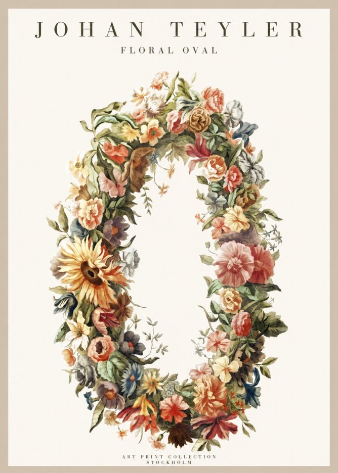 Johan Teyler Floral Oval No1 - Affiche