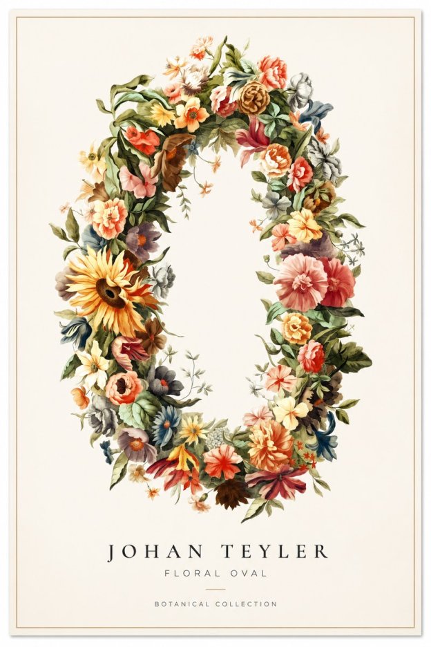 Johan Teyler Floral Oval No2 - Affiche