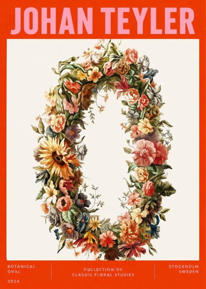 Johan Teyler Floral Oval No4 - Affiche
