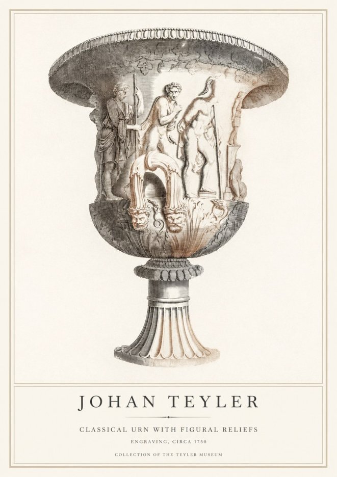 Johan Teyler Classical Urn with Figural Reliefs I No1 - Affiche