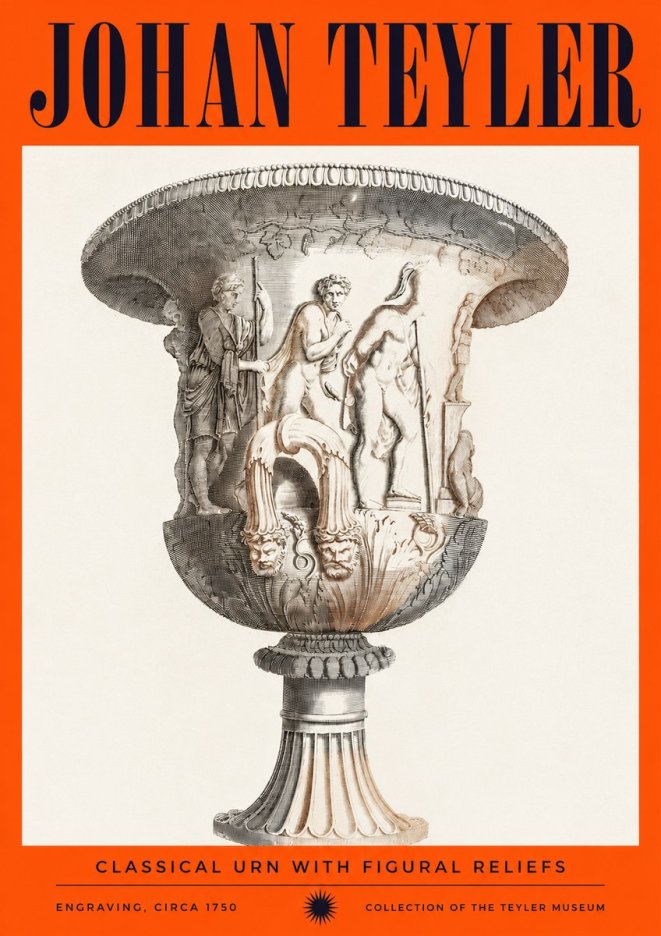 Johan Teyler Classical Urn with Figural Reliefs I No2 - Affiche