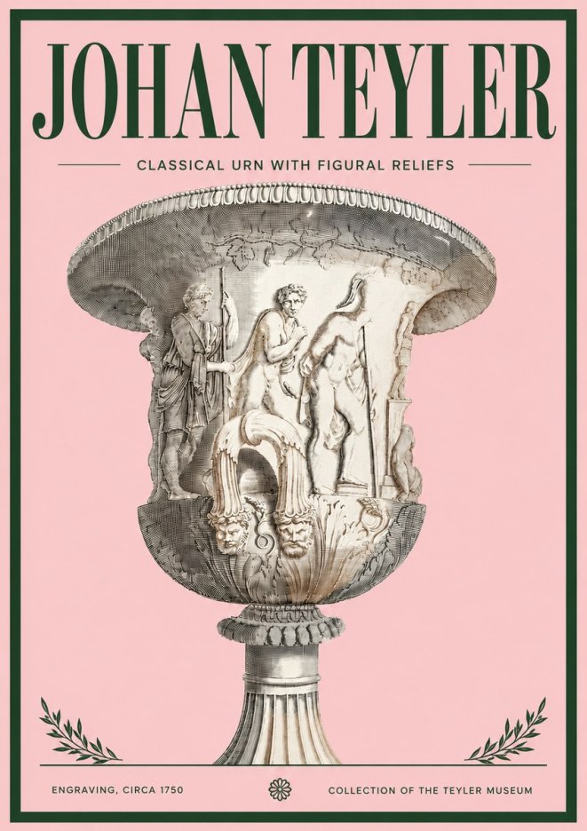 Johan Teyler Classical Urn with Figural Reliefs I No4 - Affiche