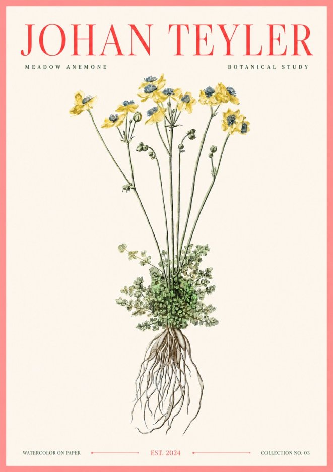 Johan Teyler Meadow Anemone No3 - Affiche