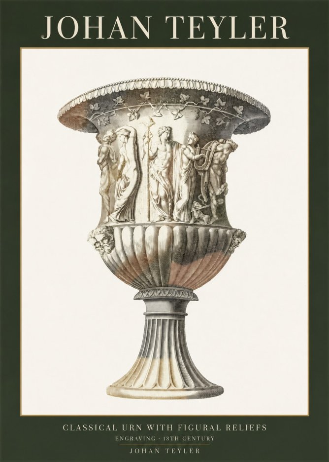 Johan Teyler Classical Urn with Figural Reliefs II No1 - Affiche