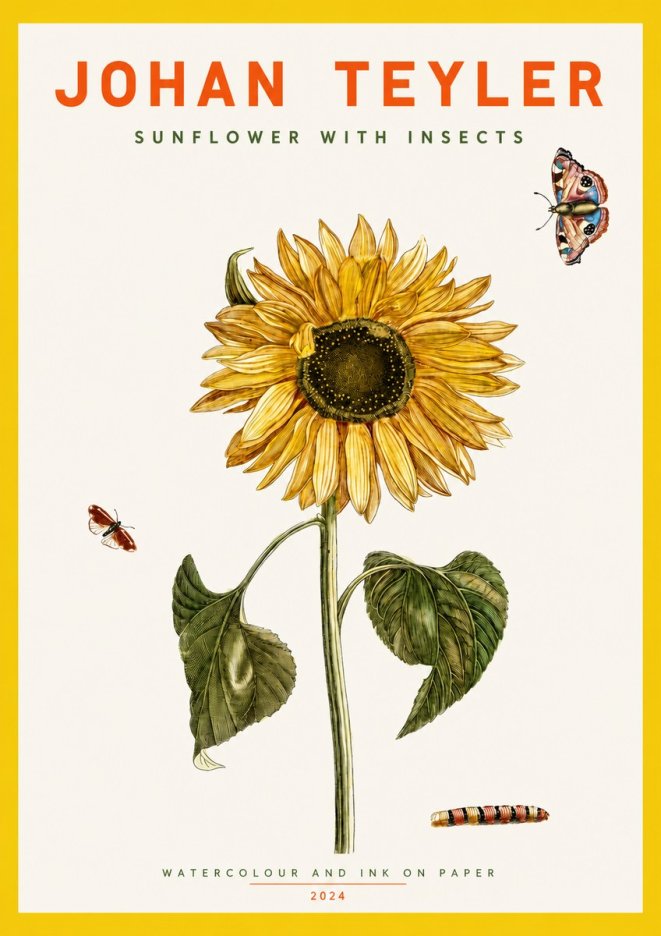 Johan Teyler Sunflower with Insects No2 - Affiche
