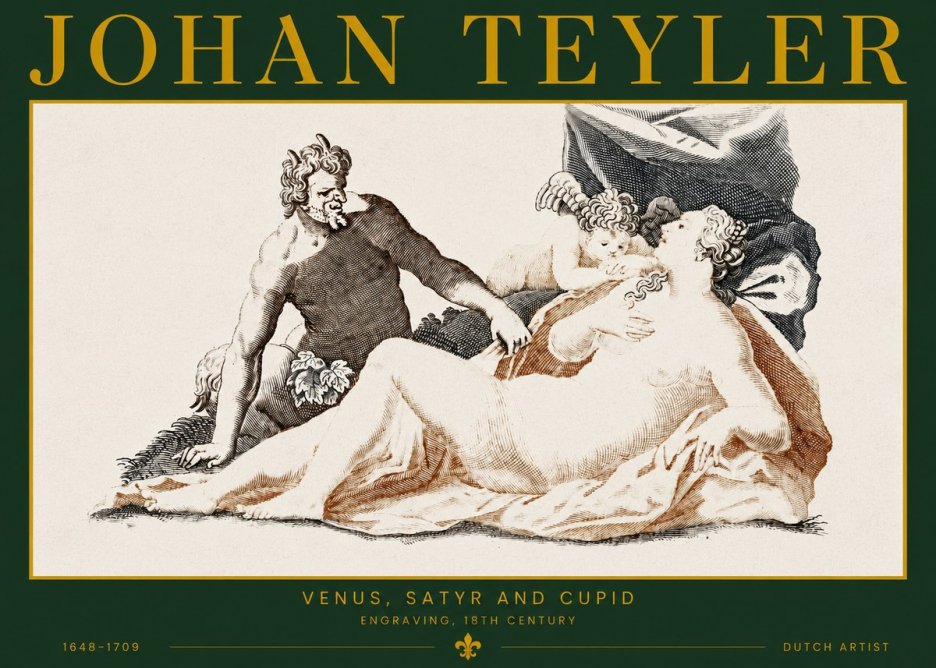 Johan Teyler Venus, Satyr and Cupid No2 - Affiche
