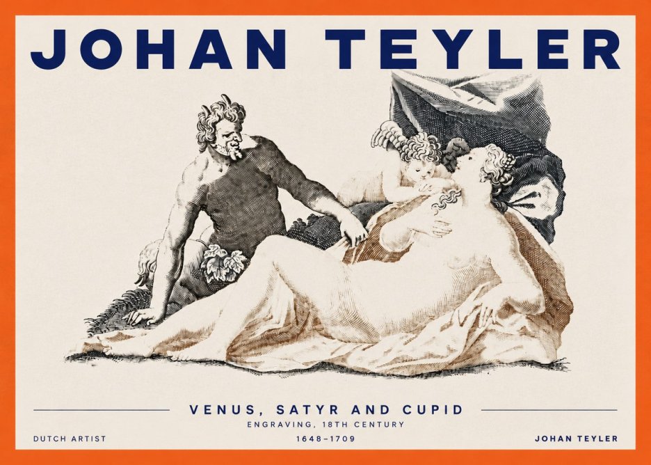 Johan Teyler Venus, Satyr and Cupid No3 - Affiche