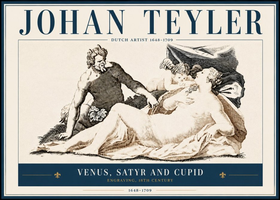 Johan Teyler Venus, Satyr and Cupid No5 - Affiche