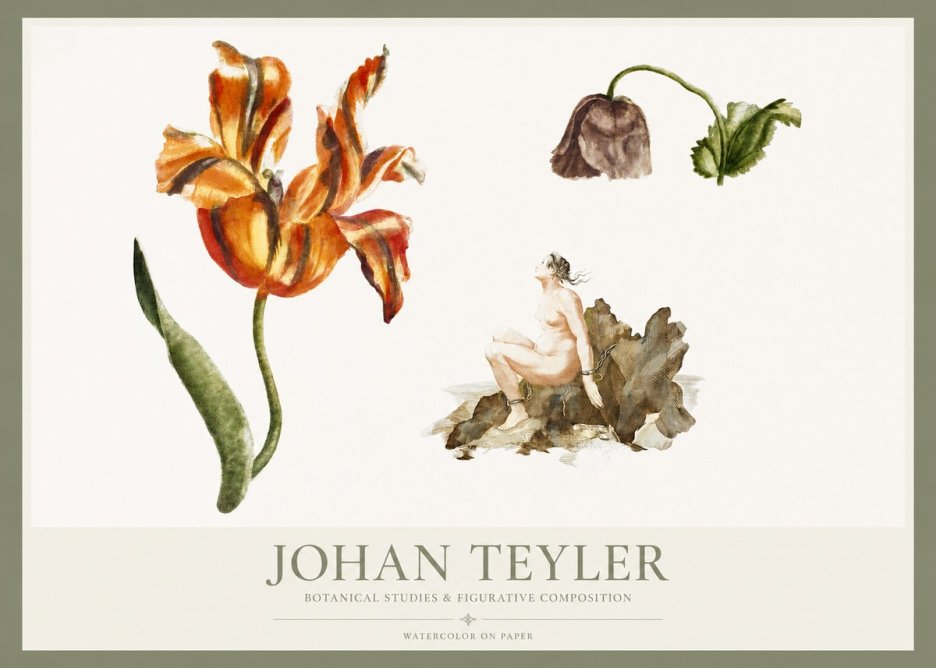 Johan Teyler Botanical Studies & Figurative Composition No1 - Affiche