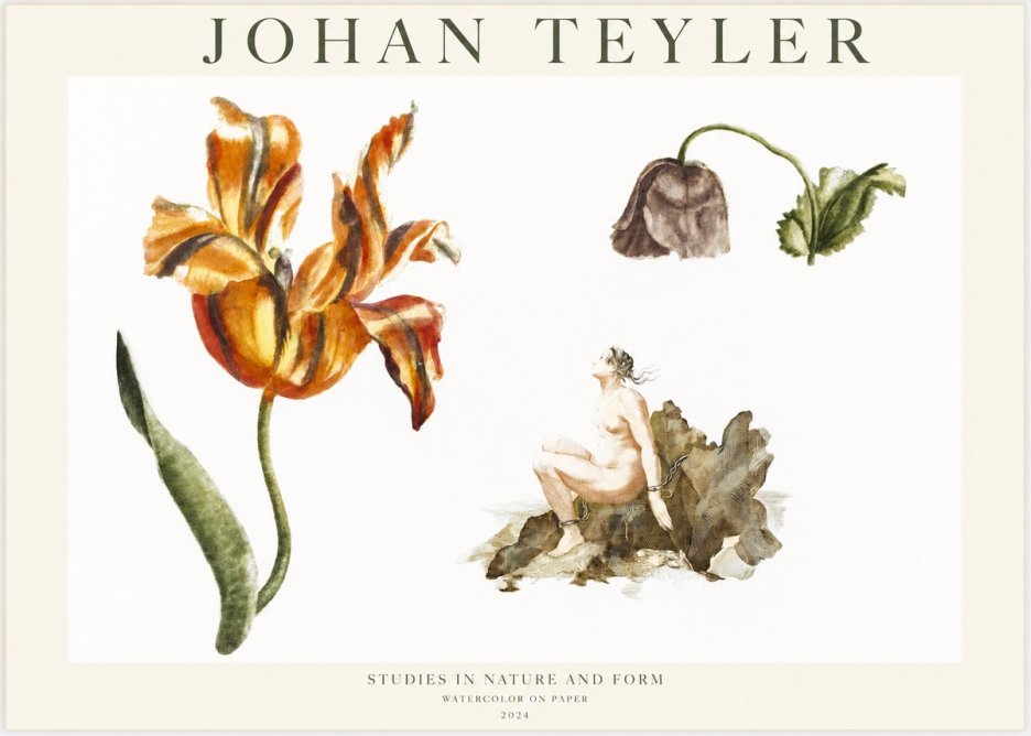 Johan Teyler Botanical Studies & Figurative Composition No2 - Affiche