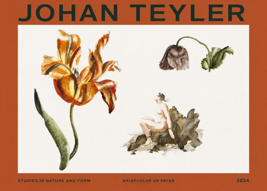 Johan Teyler Botanical Studies & Figurative Composition No3 - Affiche