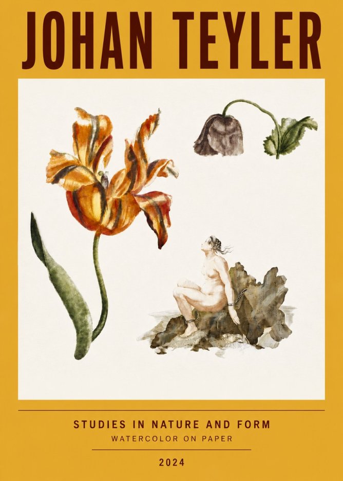 Johan Teyler Botanical Studies & Figurative Composition No4 - Affiche