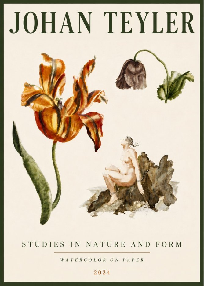 Johan Teyler Botanical Studies & Figurative Composition No6 - Affiche