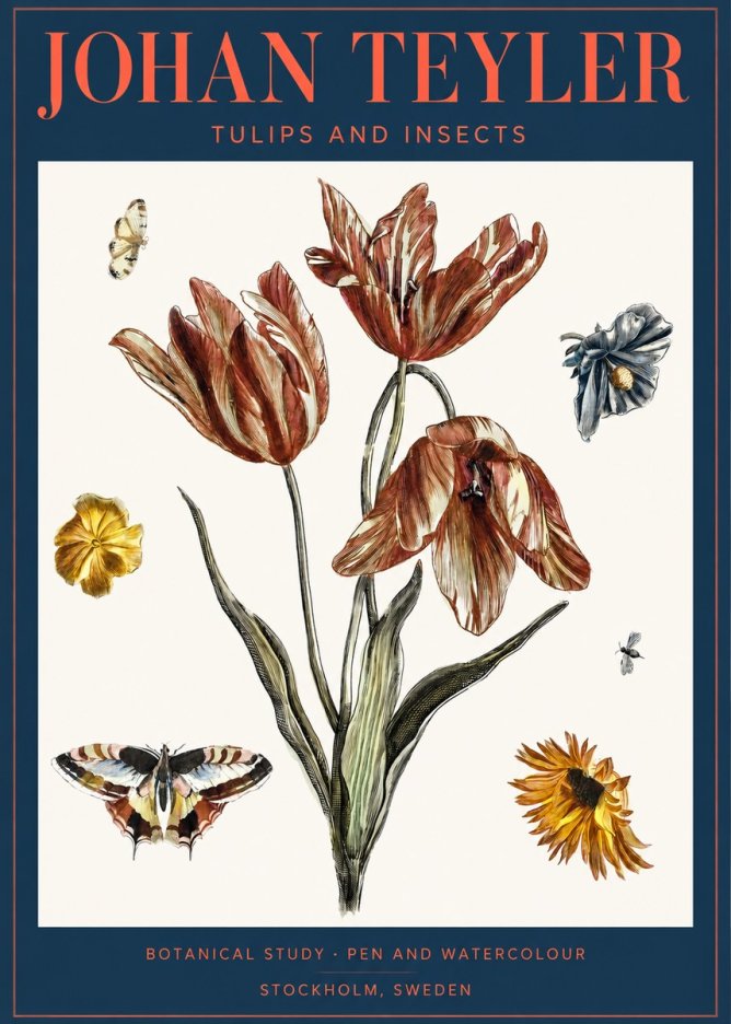 Johan Teyler Tulips and Insects No2 - Affiche