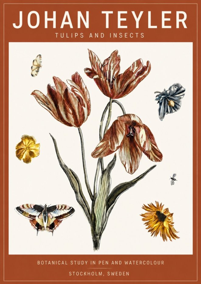 Johan Teyler Tulips and Insects No4 - Affiche