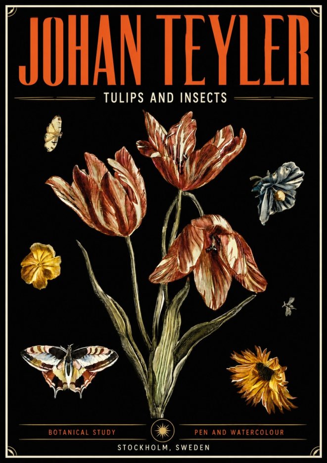 Johan Teyler Tulips and Insects No5 - Affiche