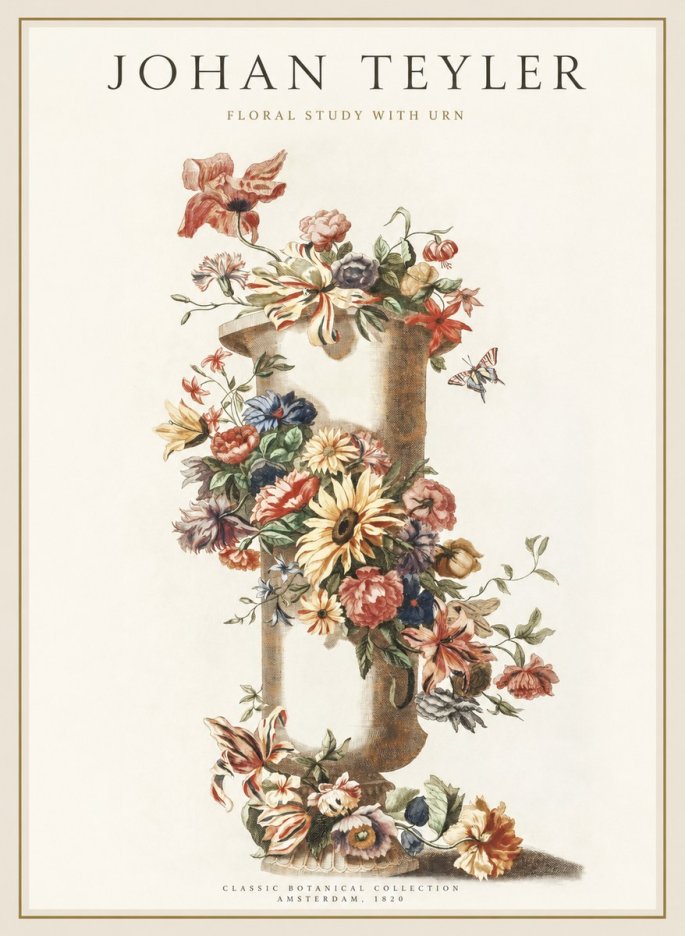 Johan Teyler Floral Study with Urn No1 - Affiche
