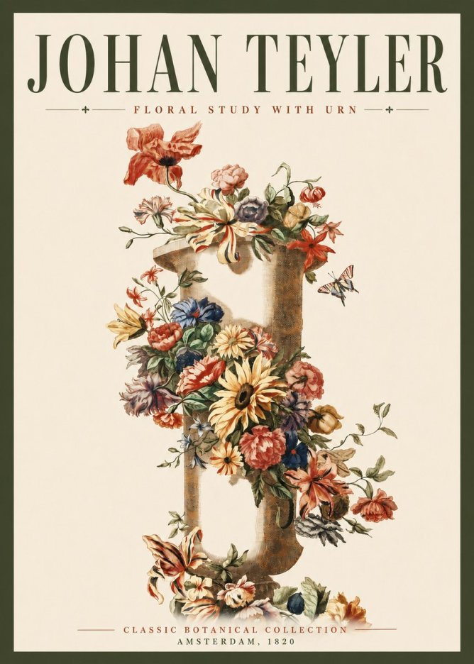 Johan Teyler Floral Study with Urn No3 - Affiche