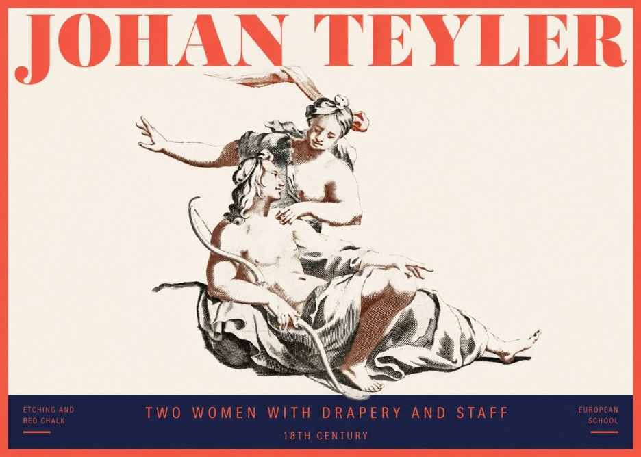 Johan Teyler Two Women with Drapery and Staff No2 - Affiche
