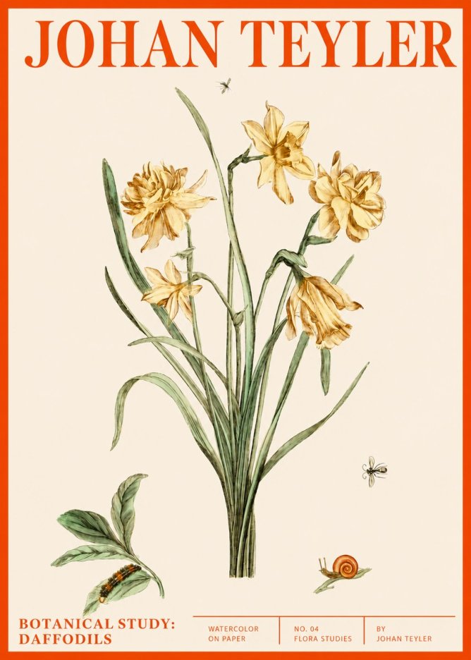 Johan Teyler Daffodils No4 - Affiche