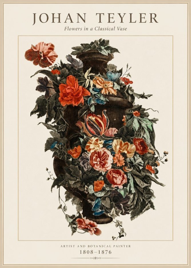 Johan Teyler Flowers in a Classical Vase No1 - Affiche