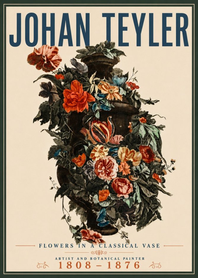 Johan Teyler Flowers in a Classical Vase No5 - Affiche