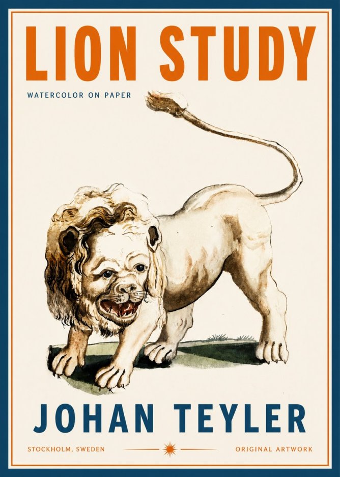Johan Teyler Lion Study No2 - Affiche