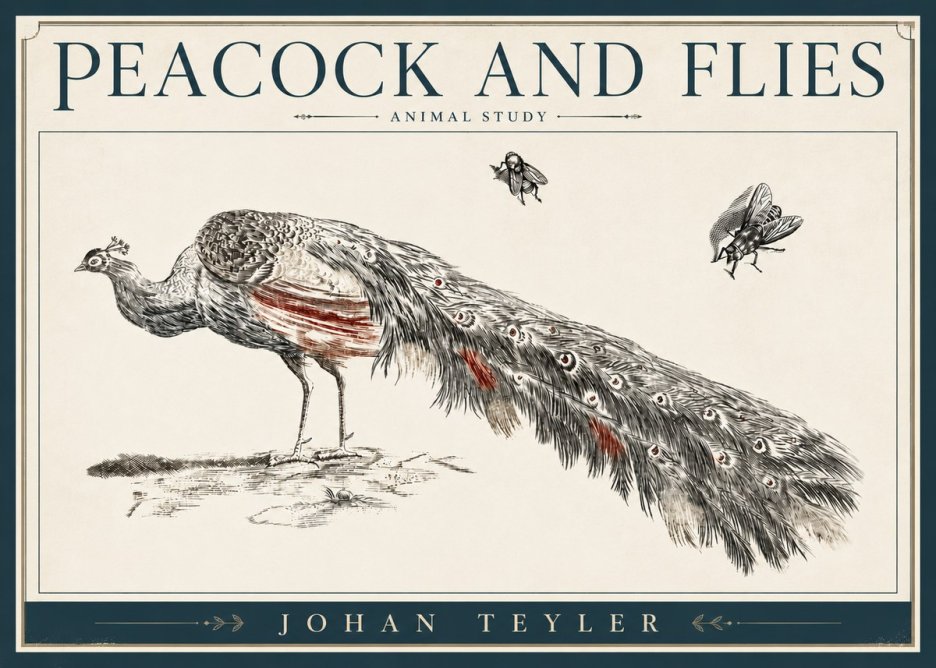 Johan Teyler Peacock and Flies - Animal Study No4 - Affiche