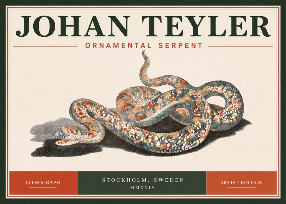 Johan Teyler Ornamental Serpent No5 - Affiche