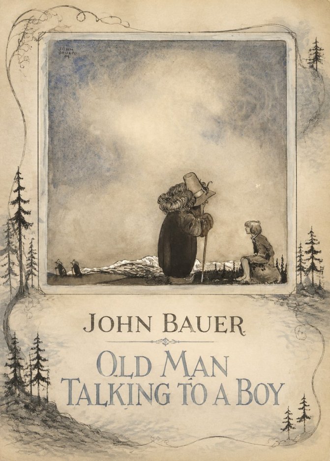 John Bauer Old Man Talking to a Boy No2 - Affiche