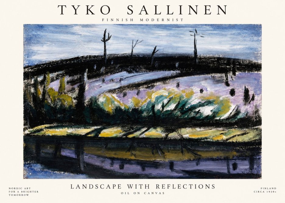 Tyko Sallinen Landscape with Reflections No1 - Affiche