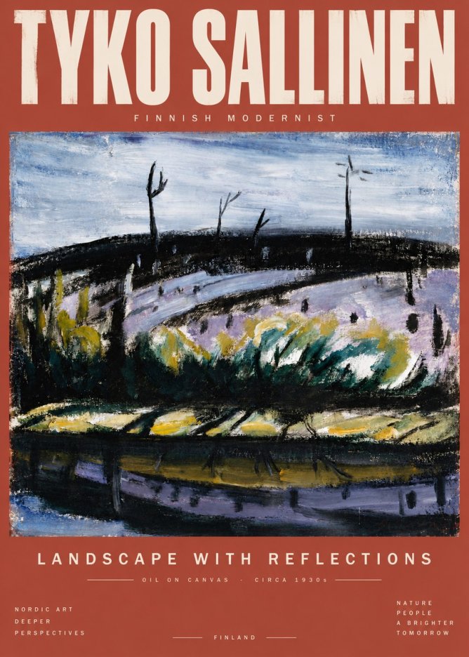 Tyko Sallinen Landscape with Reflections No5 - Affiche