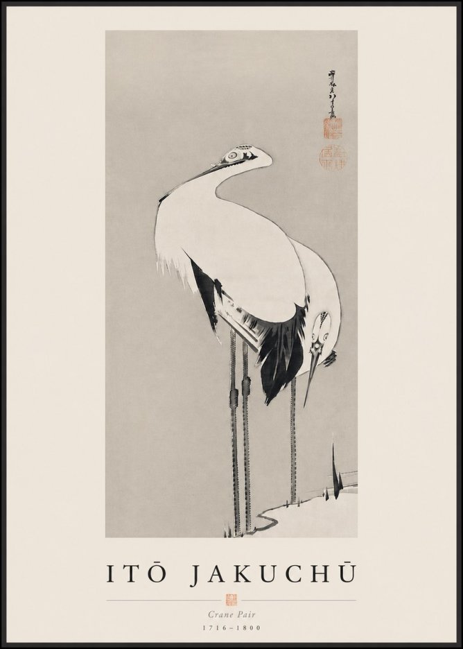 Itō Jakuchū Crane Pair No3 - Affiche