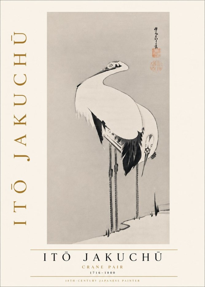 Itō Jakuchū Crane Pair No5 - Affiche