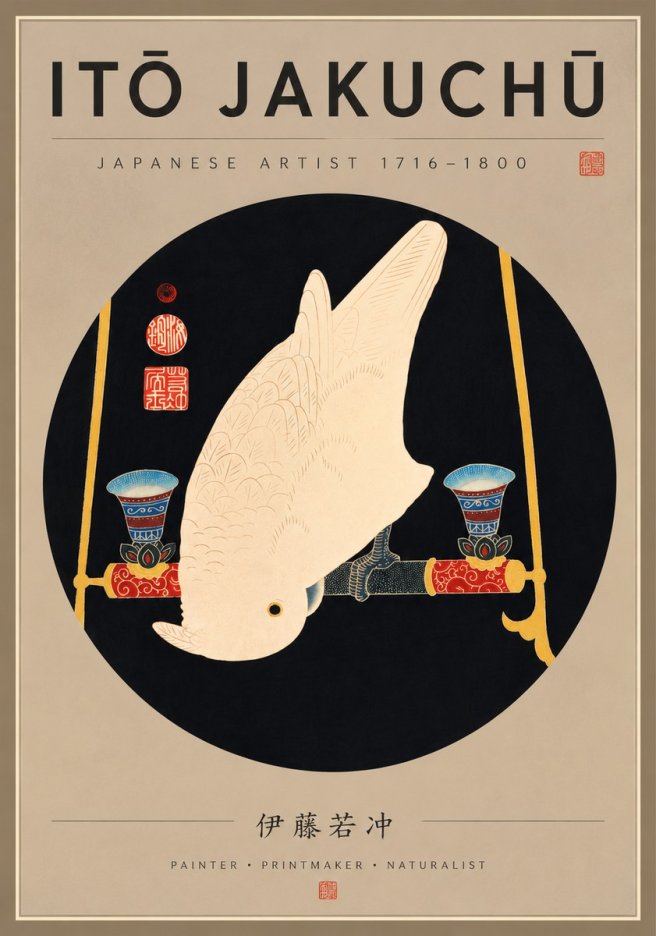 Itō Jakuchū White Cockatoo No7 - Affiche