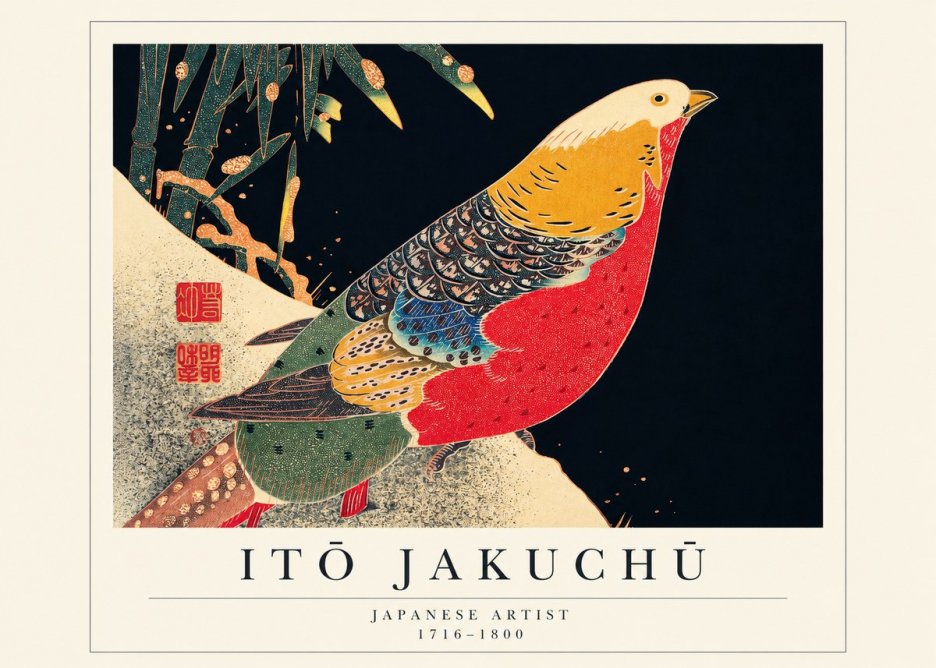 Itō Jakuchū Golden Pheasant and Bamboo No1 - Affiche