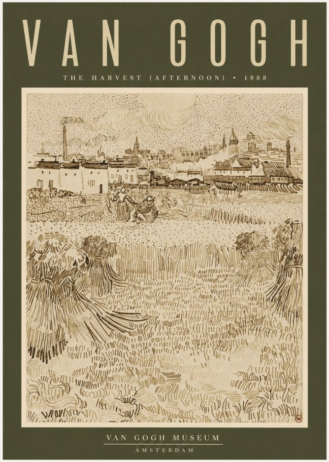 Van Gogh The Harvest (Afternoon) No2 - Affiche