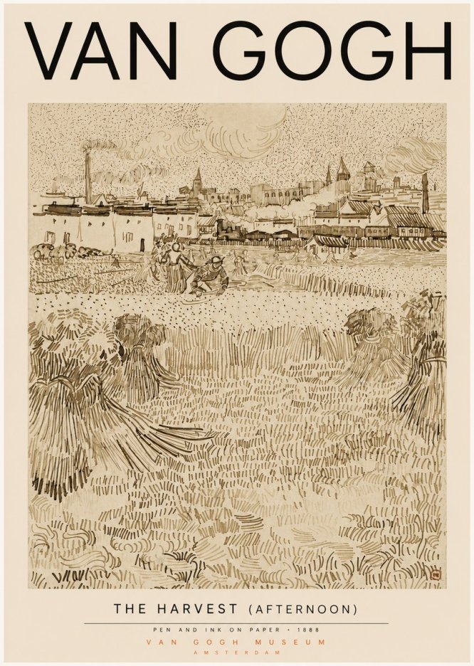 Van Gogh The Harvest (Afternoon) No3 - Affiche