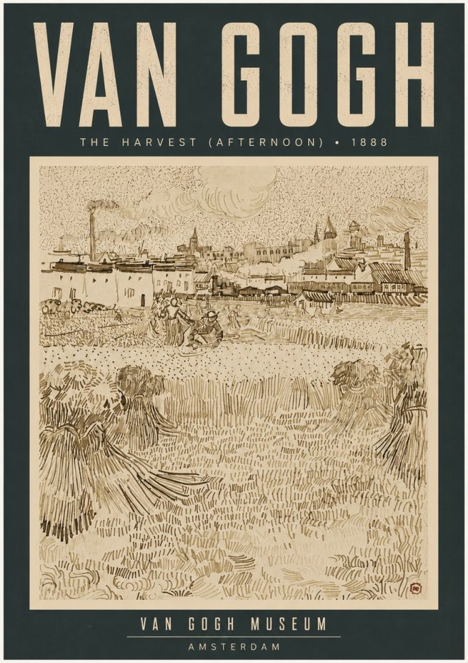 Van Gogh The Harvest (Afternoon) No4 - Affiche
