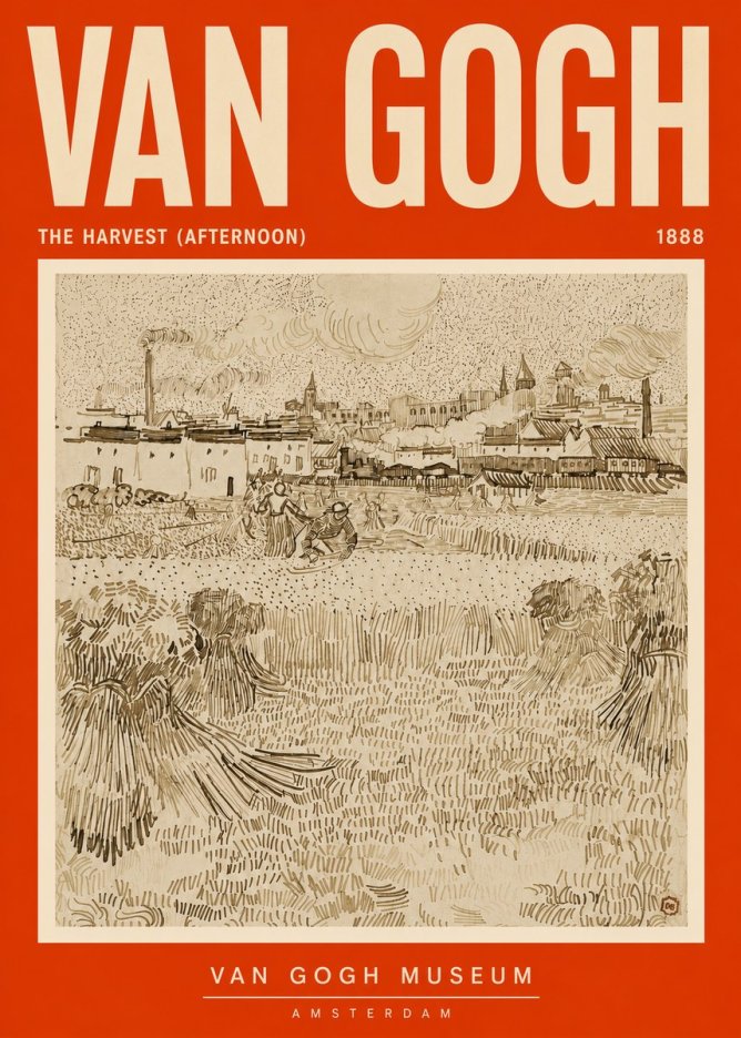 Van Gogh The Harvest (Afternoon) No5 - Affiche