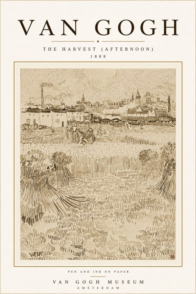 Van Gogh The Harvest (Afternoon) No6 - Affiche