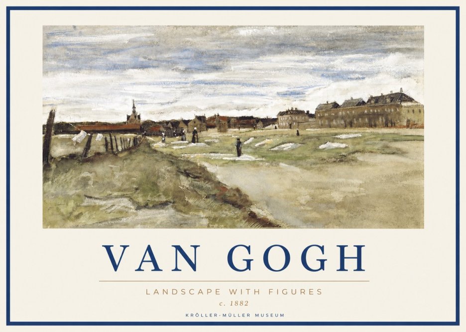Van Gogh Landscape with Figures No2 - Affiche