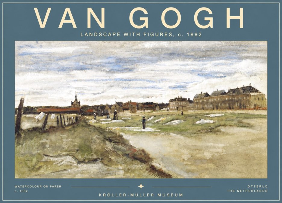 Van Gogh Landscape with Figures No6 - Affiche