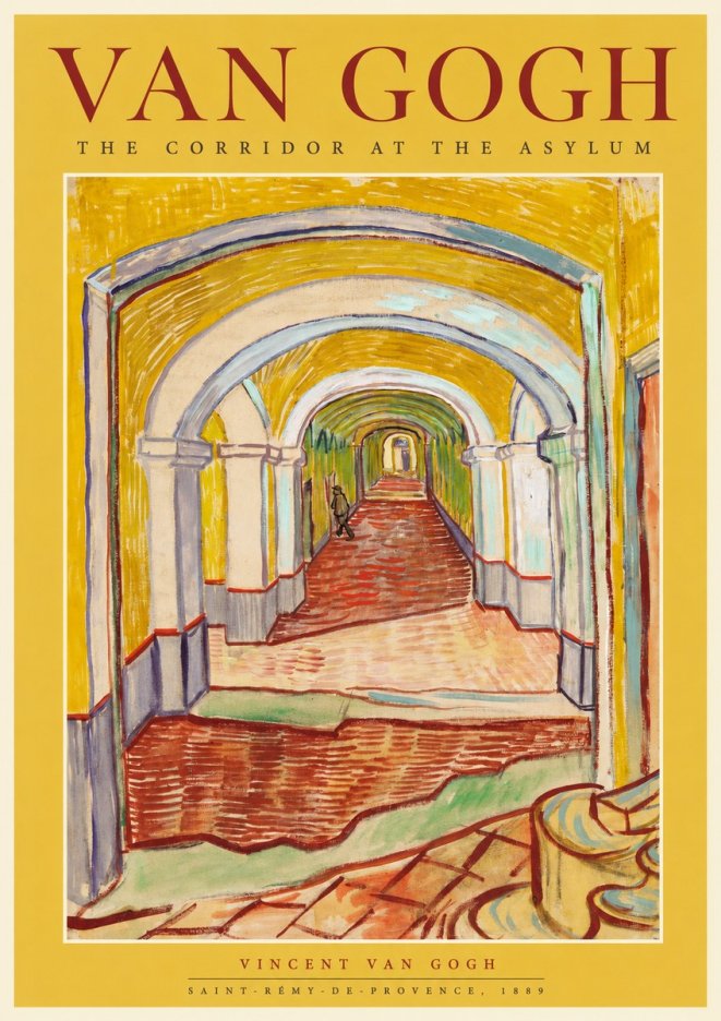 Van Gogh The Corridor at the Asylum No1 - Affiche