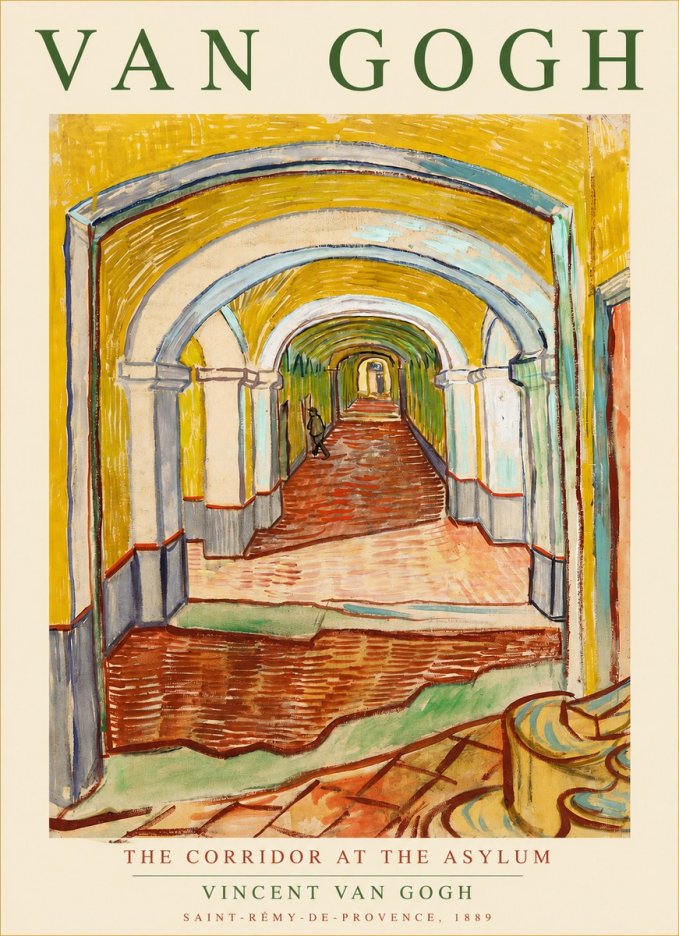 Van Gogh The Corridor at the Asylum No3 - Affiche