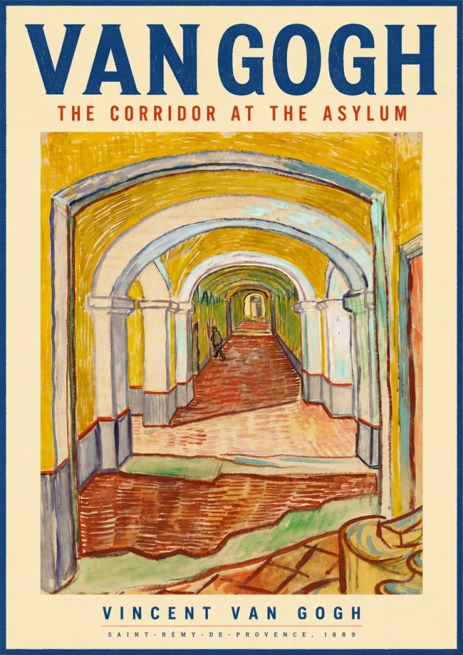 Van Gogh The Corridor at the Asylum No4 - Affiche