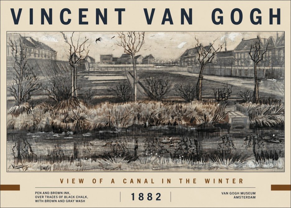 Van Gogh View of a Canal in the Winter No2 - Affiche