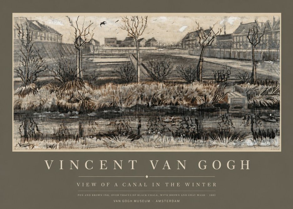 Van Gogh View of a Canal in the Winter No3 - Affiche