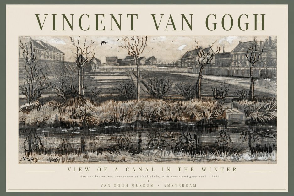 Van Gogh View of a Canal in the Winter No6 - Affiche